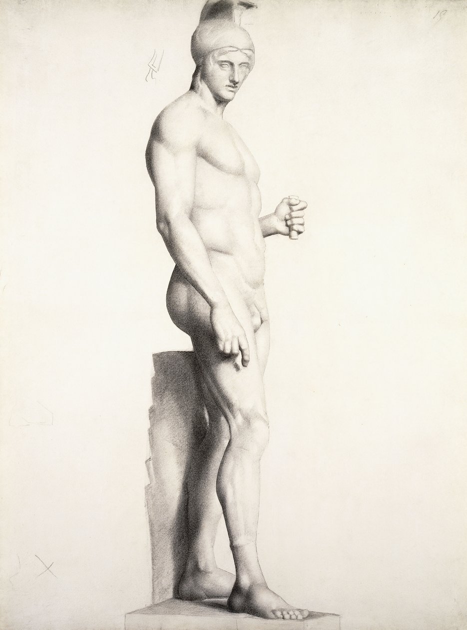 Guerreiro usando capacete, de perfil, 1875-1878 de Georges Pierre Seurat