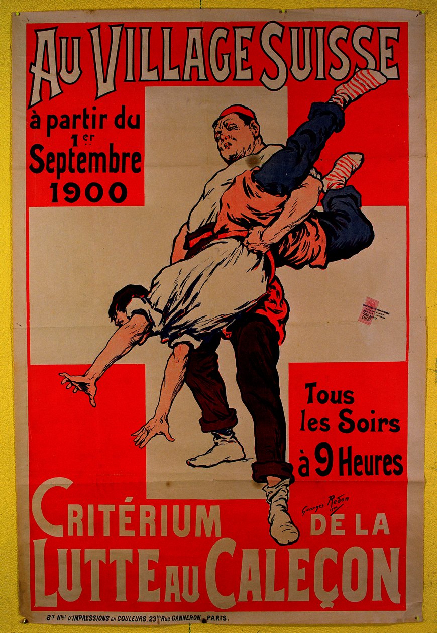 Concursos de propaganda de wrestling de cartazes na Swiss Village, 1900 de Georges Redon