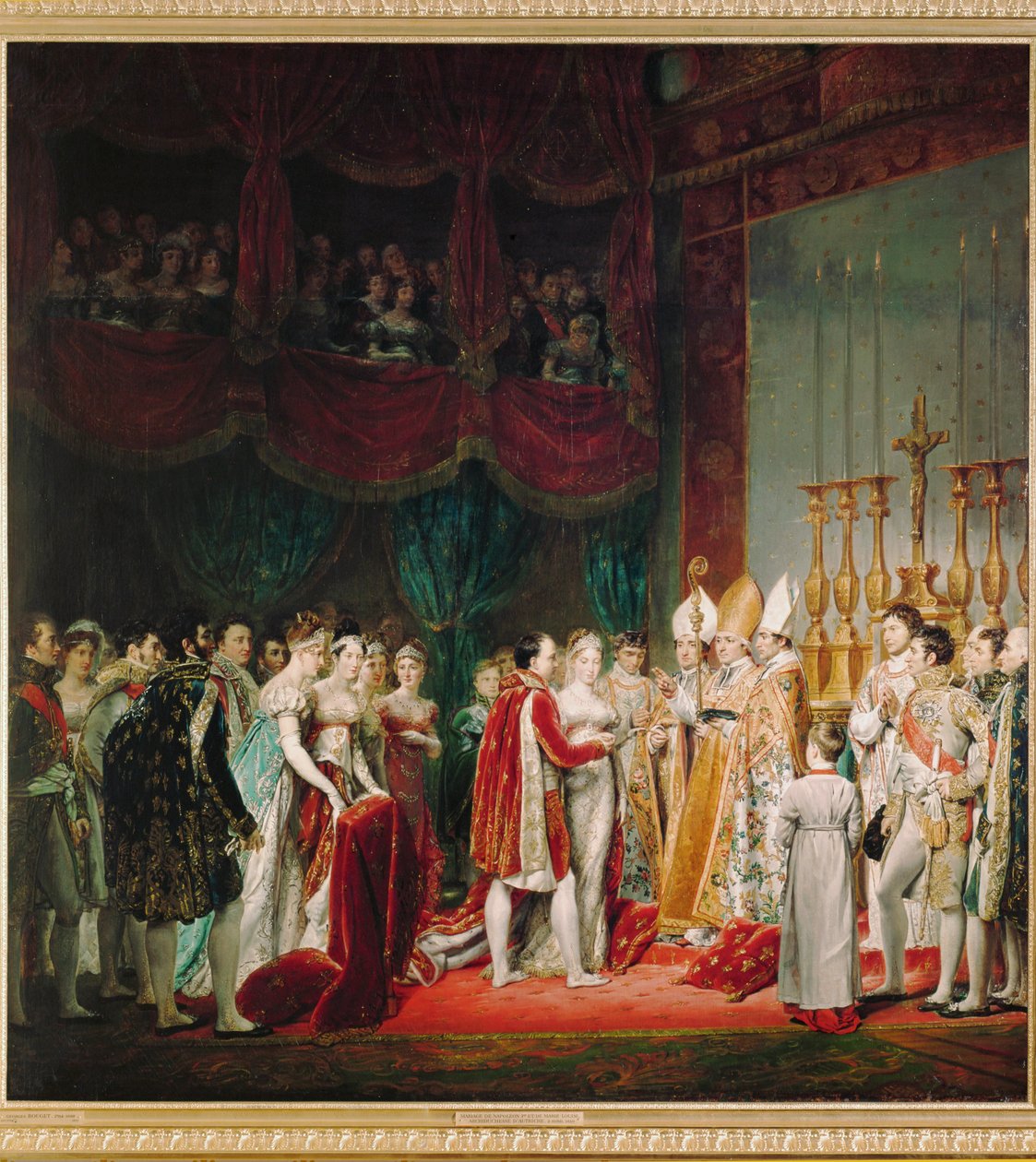 O casamento de Napoleão I e Maria Luísa de Habsburgo-Lorena ... (pintura sobre tela) de Georges Rouget