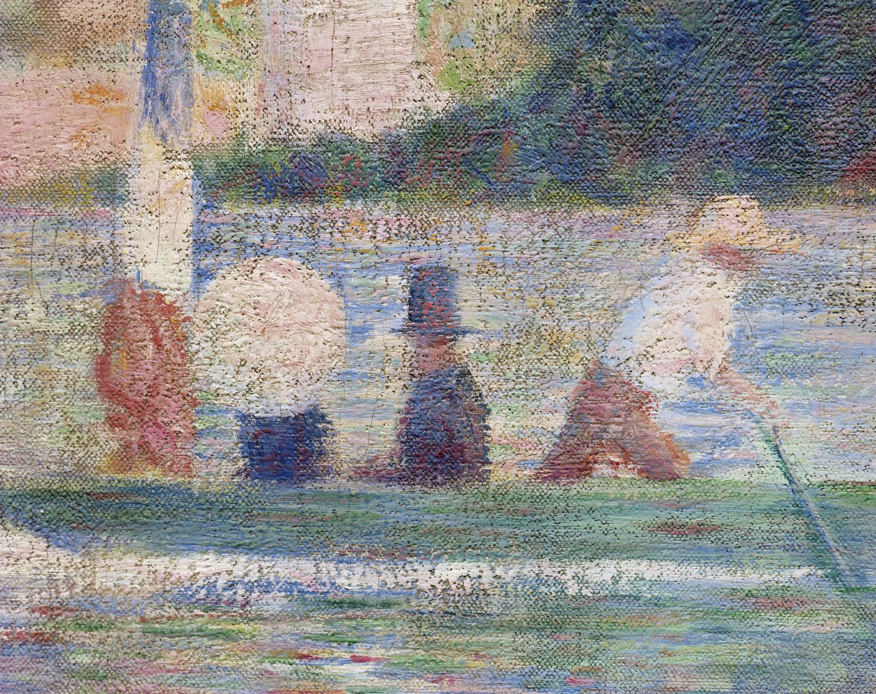Banhistas em Asnières, detalhe de 1884 de 2136 de Georges Seurat