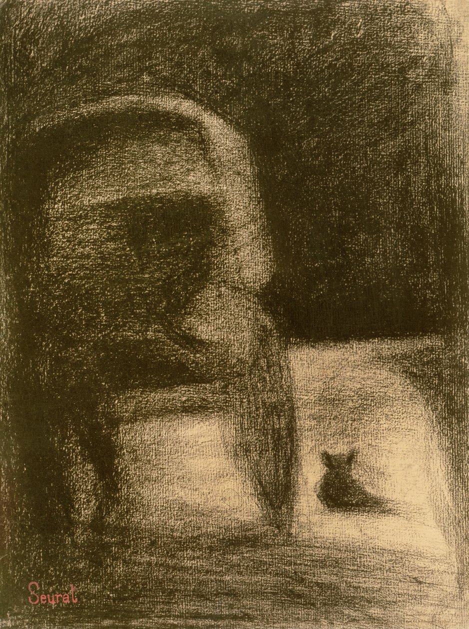 Carruagem e Cão, c.1882-84 (Conté crayon on paper) de Georges Seurat