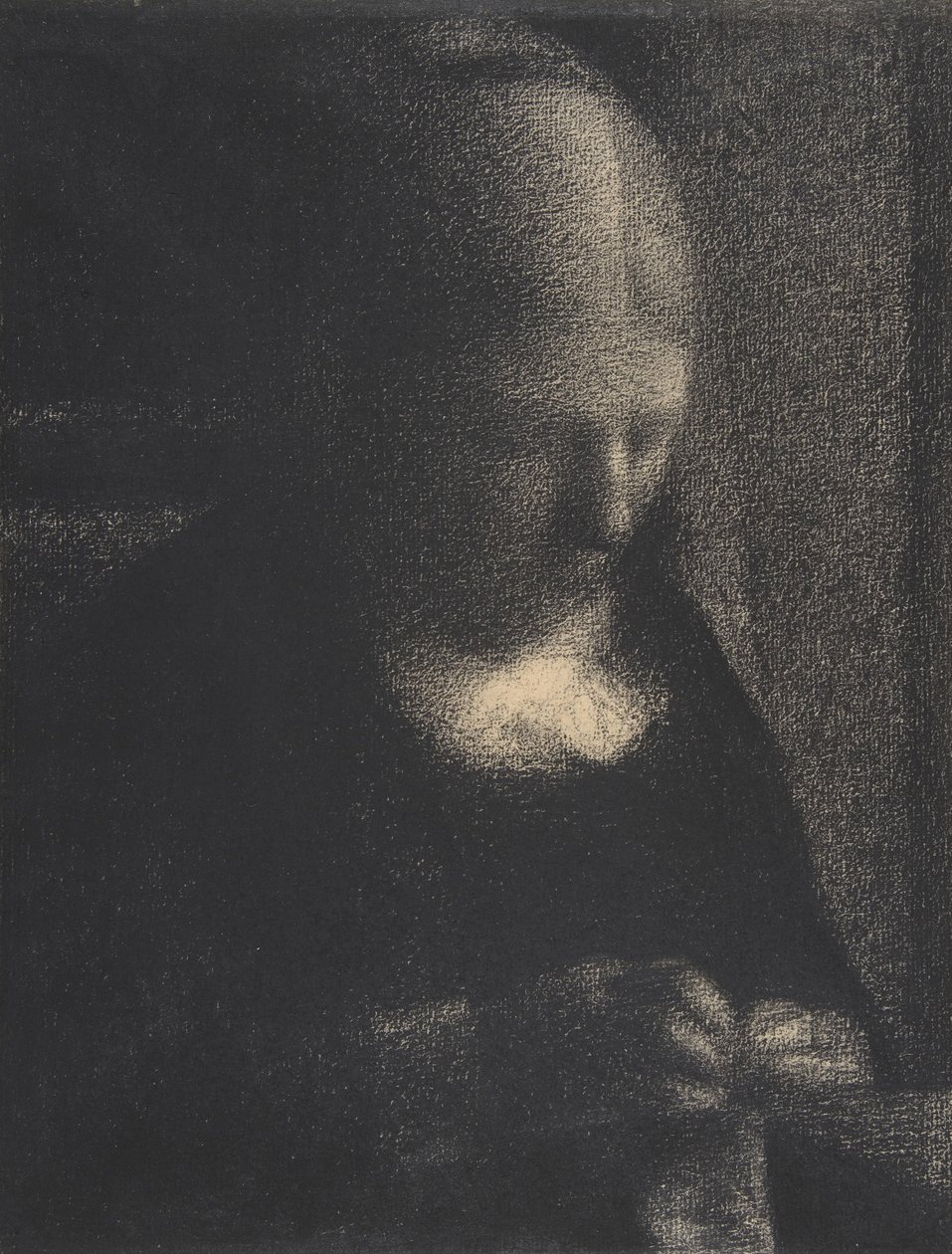 Bordado; The Artists Mother, 1882-83 (conté creiom no papel Michallet) de Georges Seurat