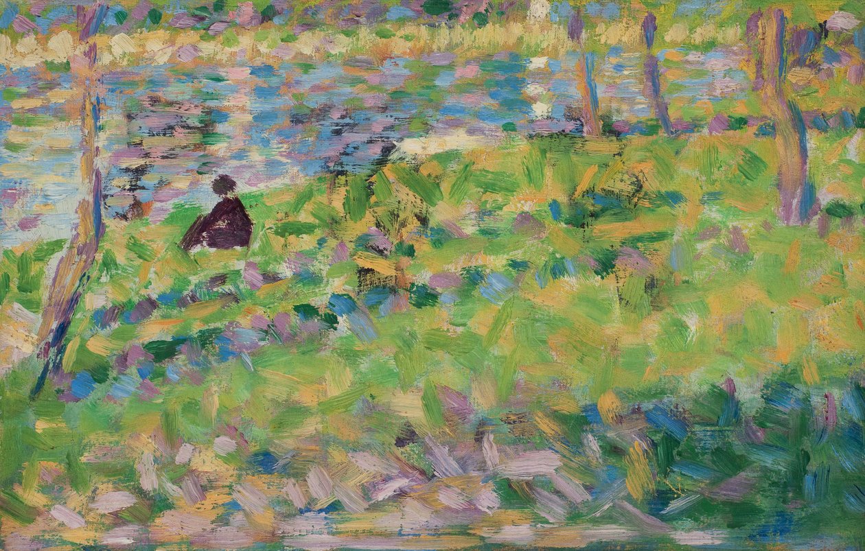 Francês: Paysage, homme assis de Georges Seurat