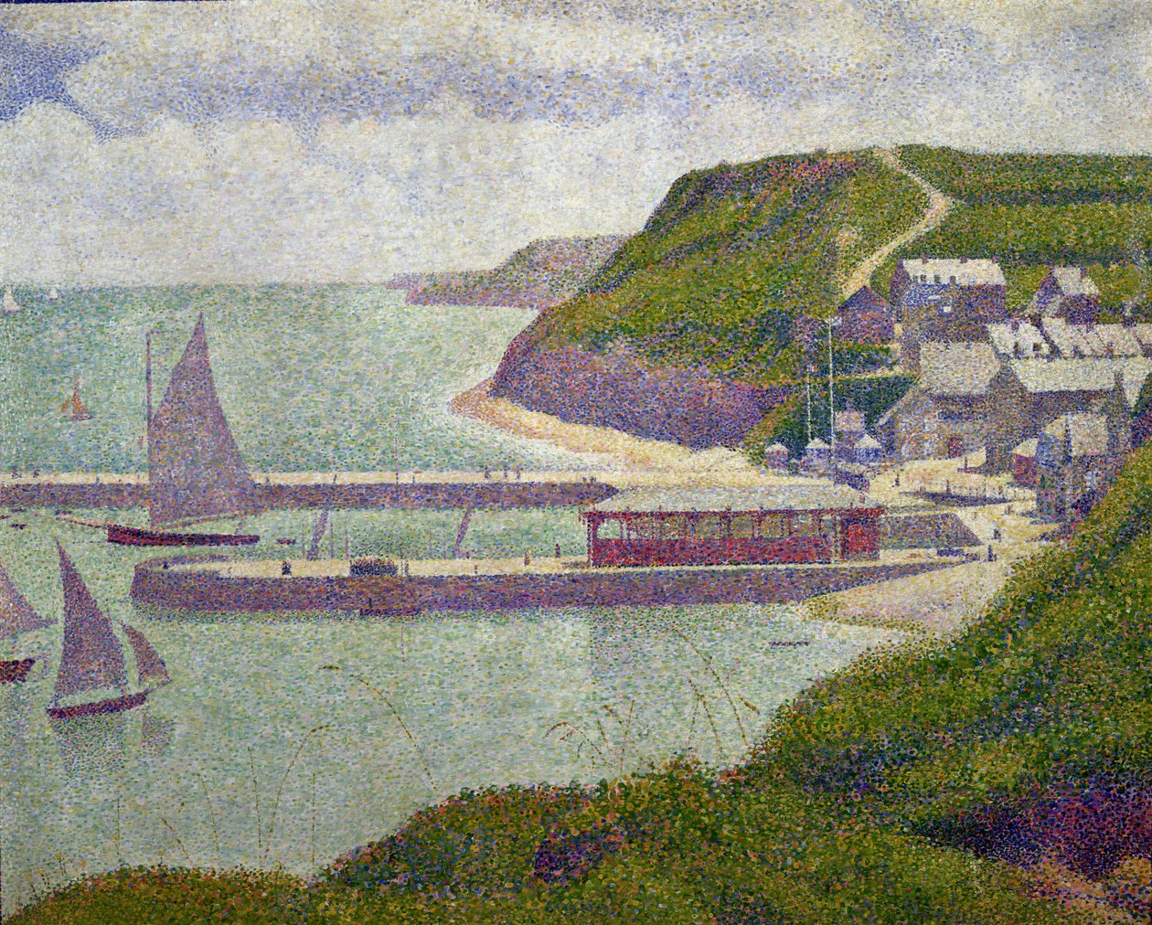 Porto em Port-en-Bessin na maré alta, 1888 de Georges Seurat