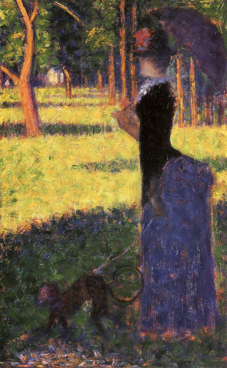 Estudo para La Grande Jatte: Mulher com um macaco, 1884 de Georges Seurat