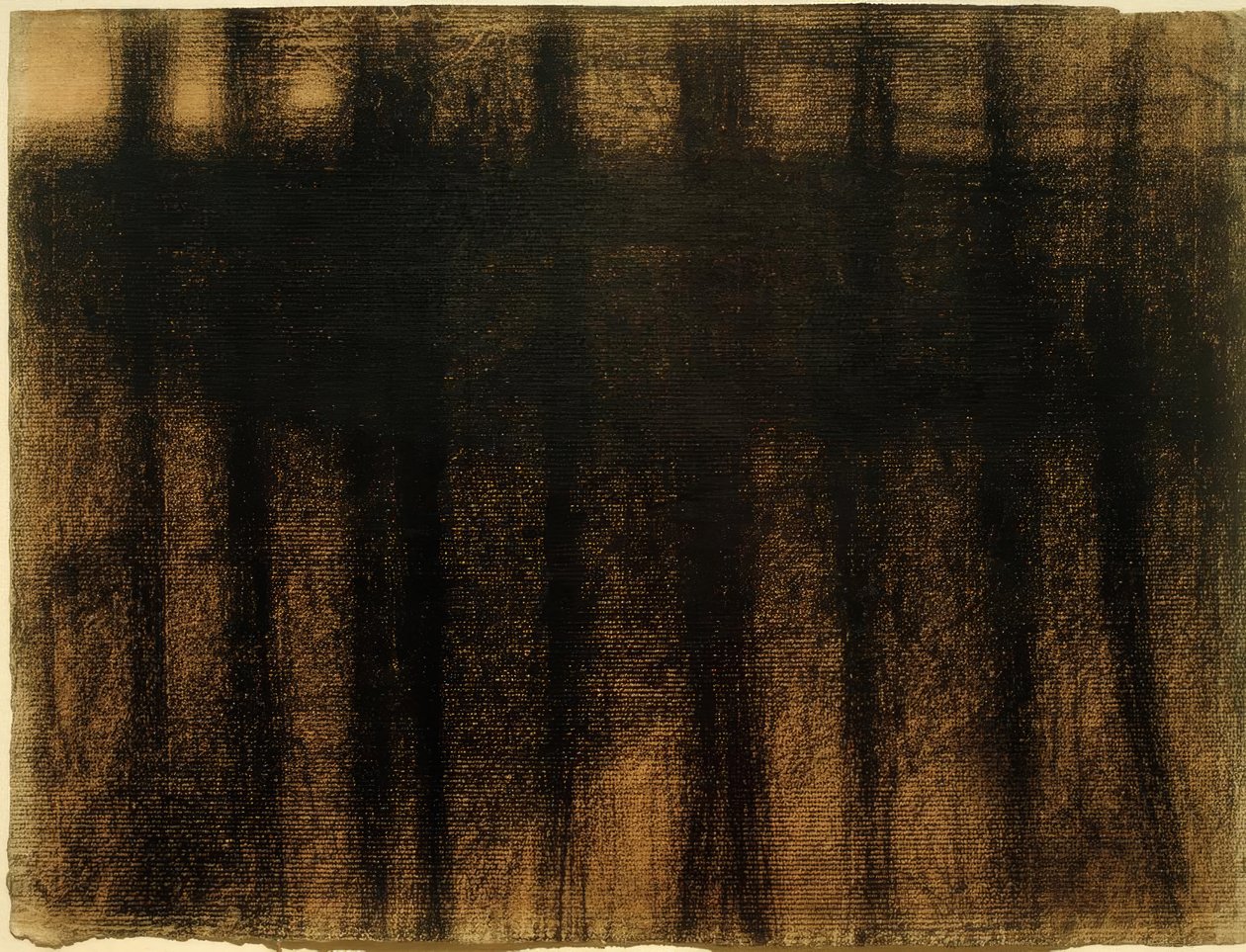 Troncos de árvores refletidos na água (Baumstämme, sich ...) de Georges Seurat