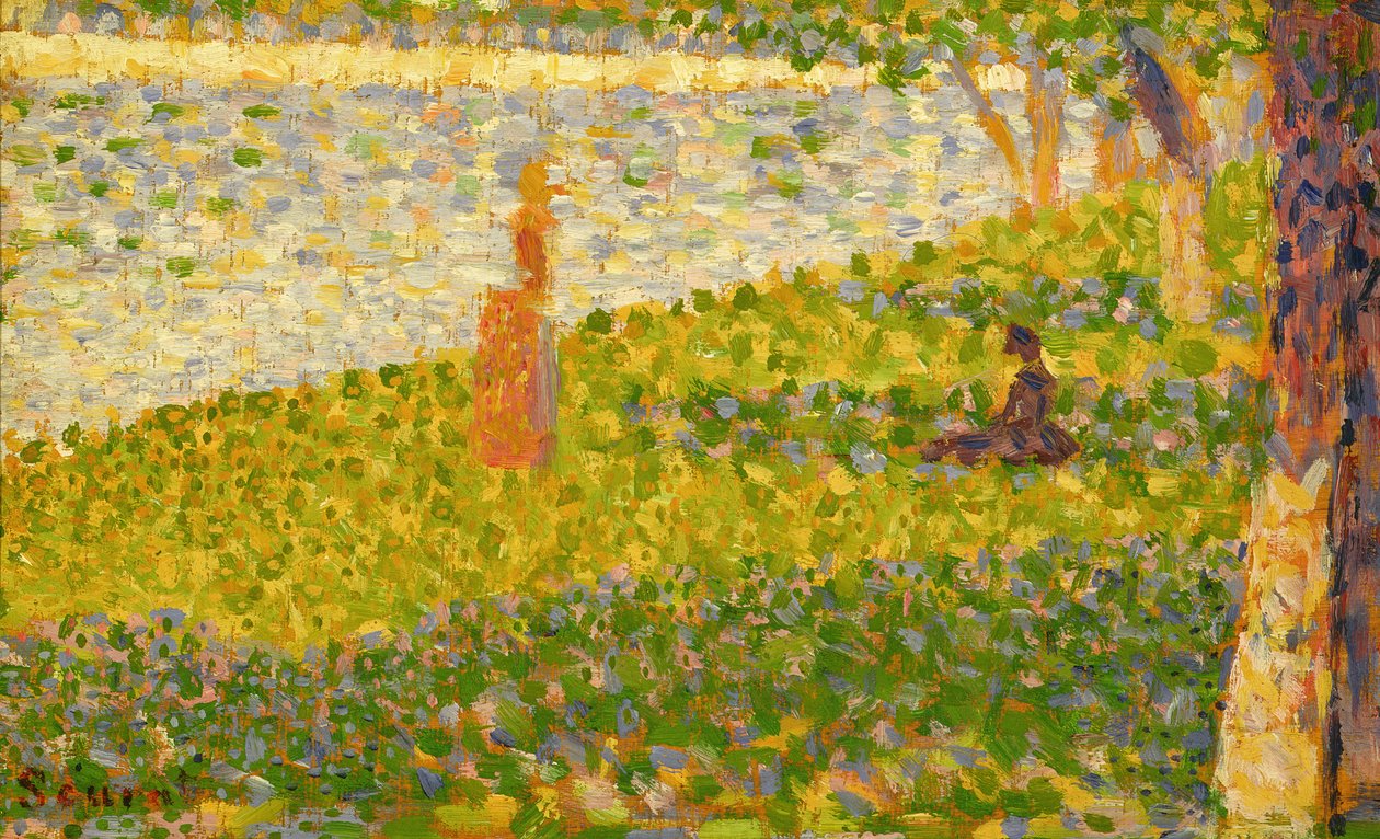 Mulheres na margem do rio, estudo para La Grande Jatte, c.1885-86 de Georges Seurat