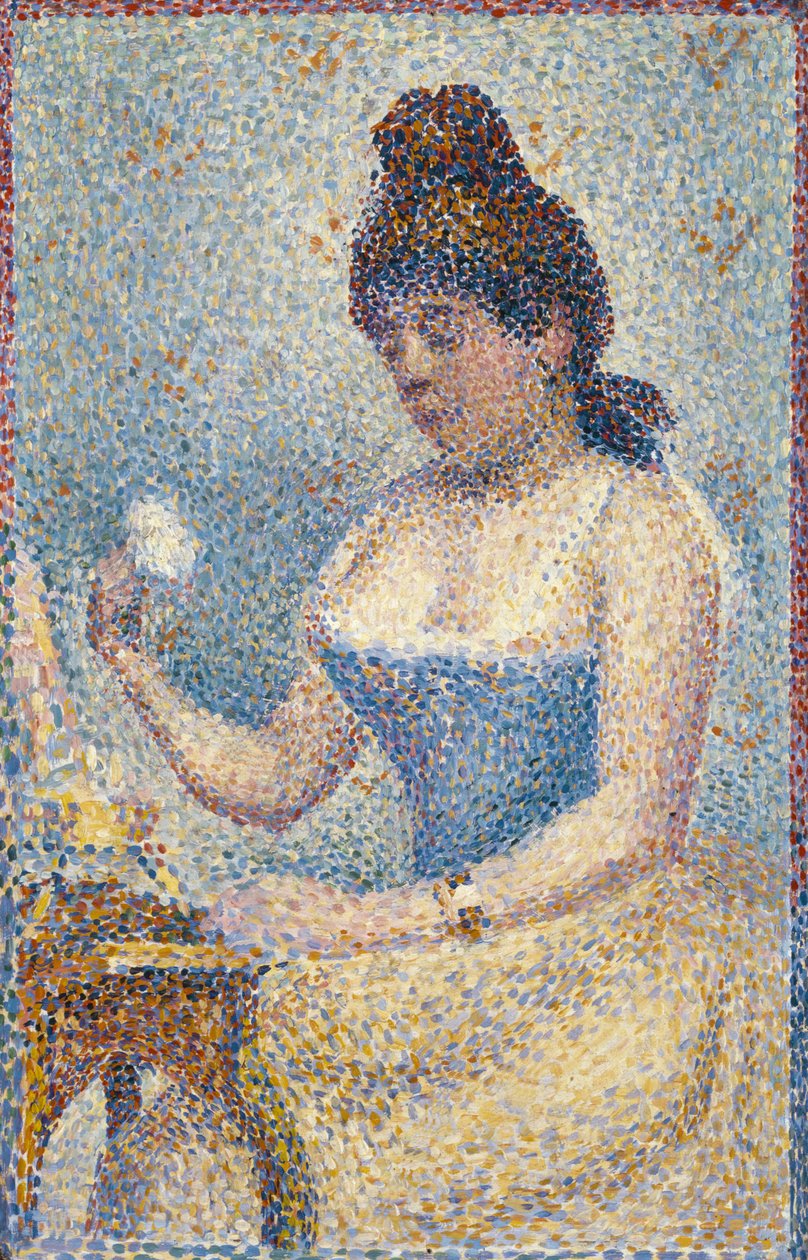 Mulher jovem, powdering, mesma, 1889 de Georges Seurat