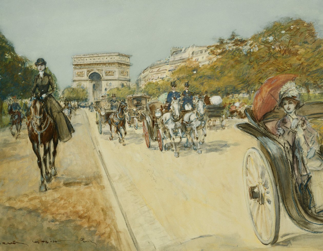 Figuras elegantes antes do Arco do Triunfo, Paris, de Georges Stein