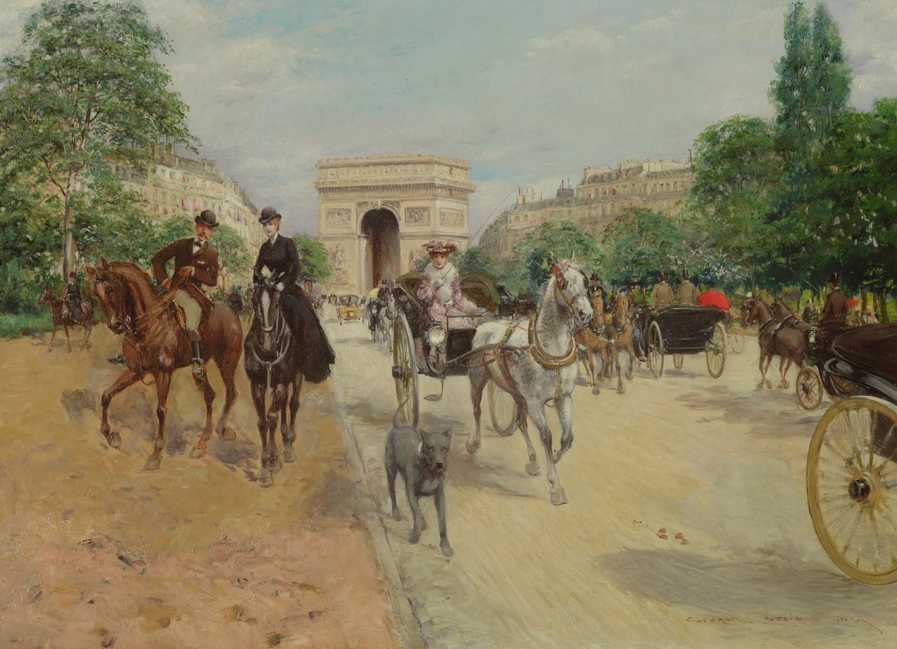 Cavaleiros e Carruagens na Avenida da Madeira, 1910 de Georges Stein
