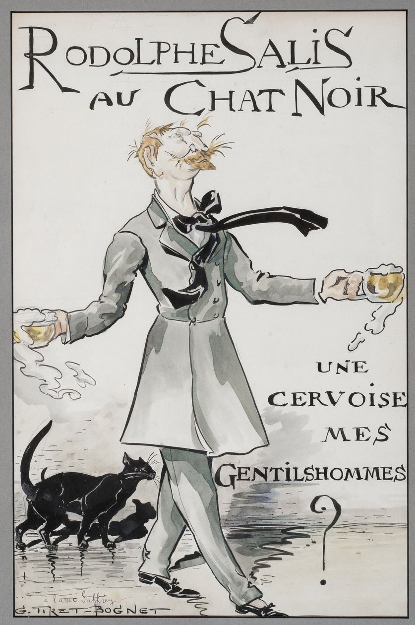 Rodolphe Salis com o Gato Preto, c. 1890. de Georges Tiret Bognet