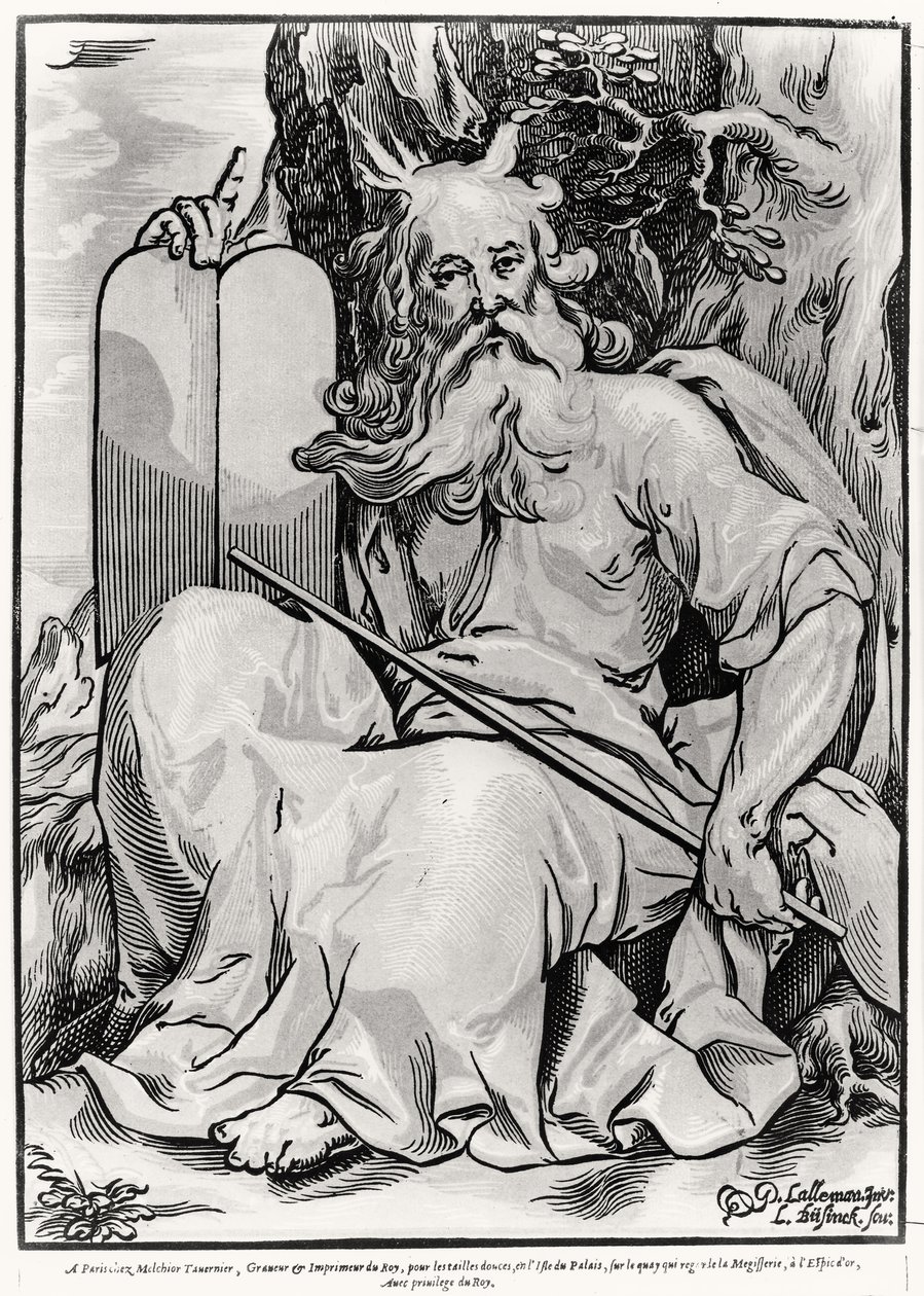 Moisés, gravado por Ludwig Businck (c.1590-depois de 1630) de Georges after Lallemand