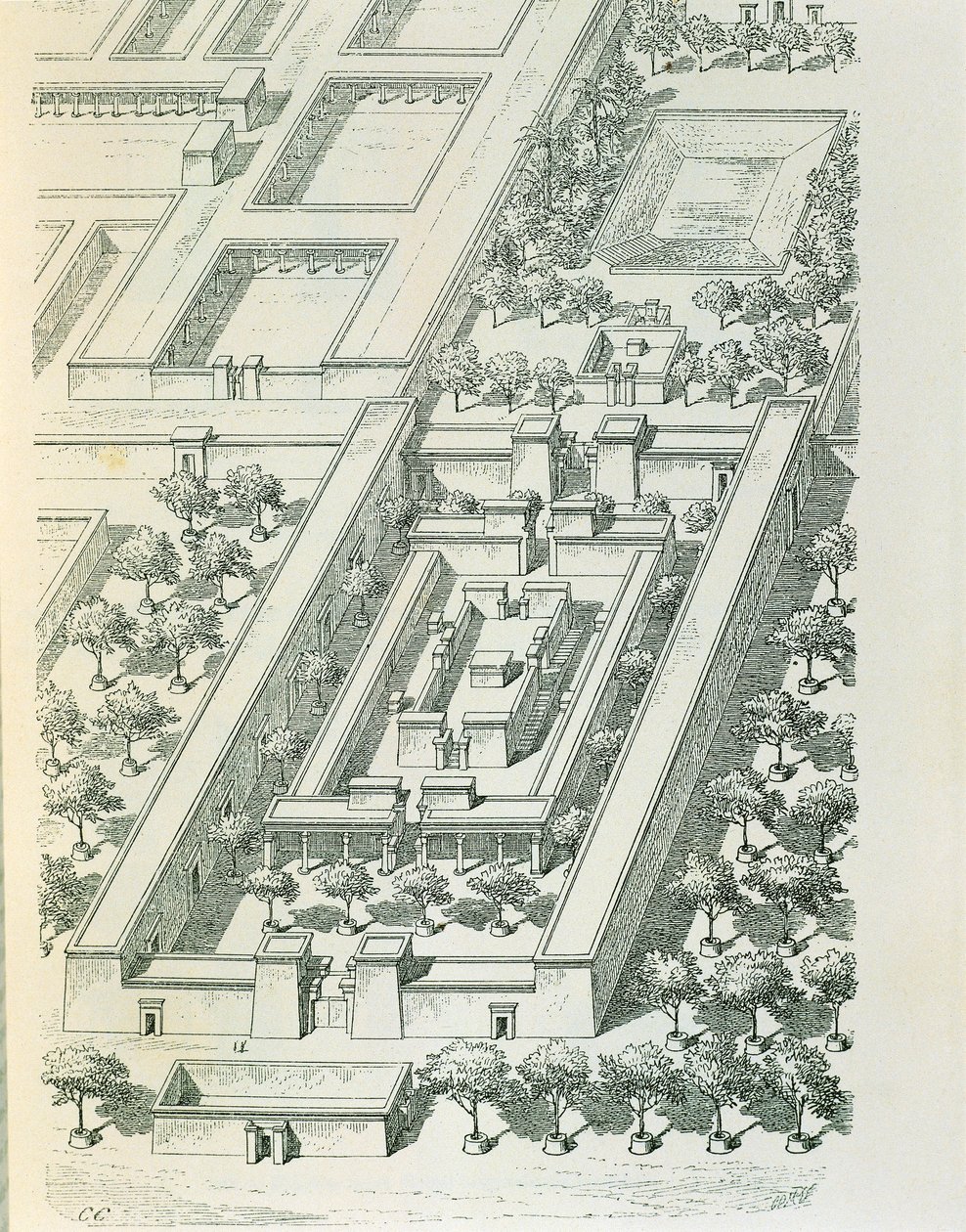 Etching mostrando uma perspectiva de um edifício em Tell el-Amarna de Georges Perrot (1832-1914) e Charles Chipiez (1835-1901) de Georges and Chipiez Charles Perrot