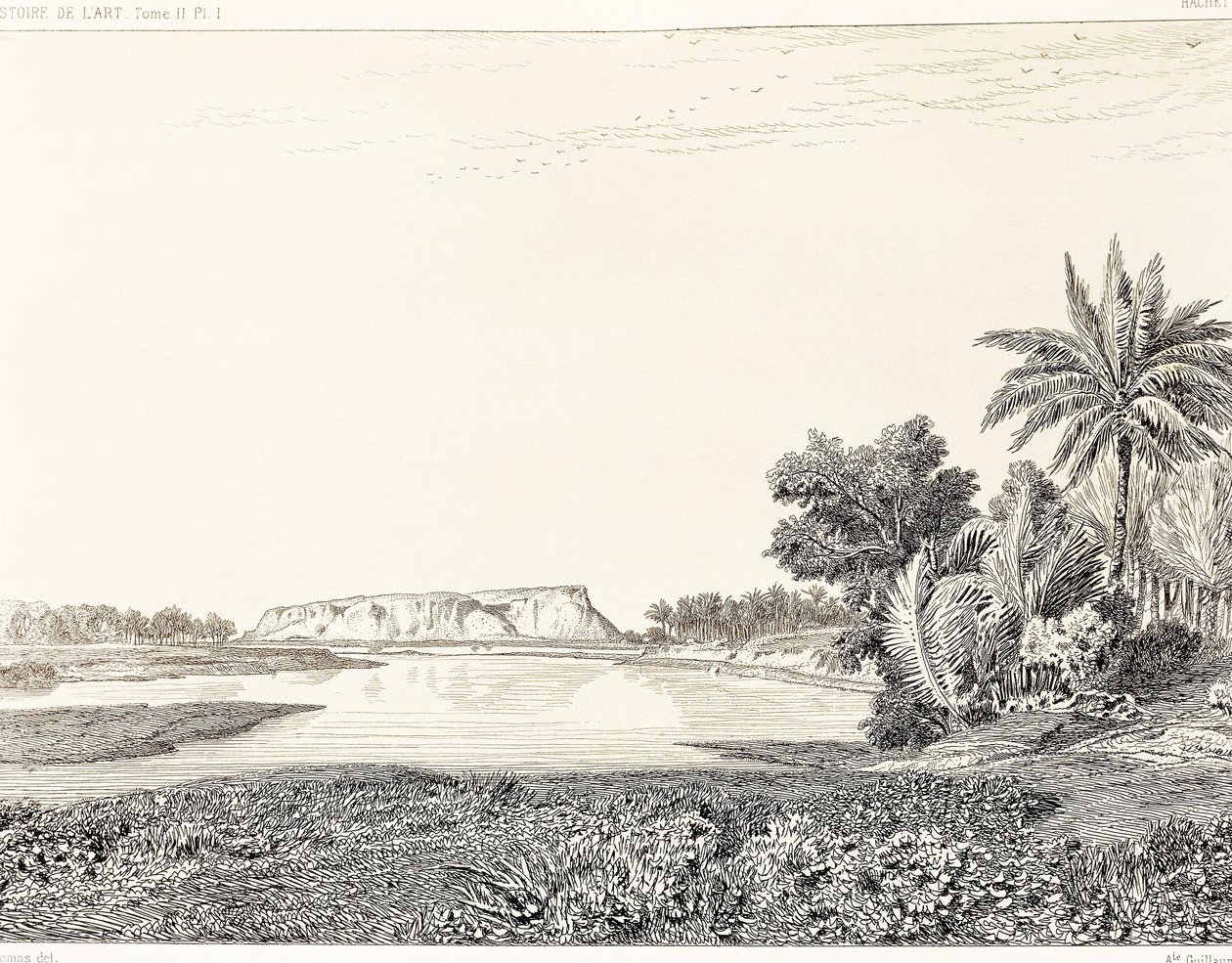 Iraque, vista da Babilônia, desenho de F, Thomas da gravura de Georges Perrot (1832-1914) e Charles Chipiez (1835-1901), Histoire de l