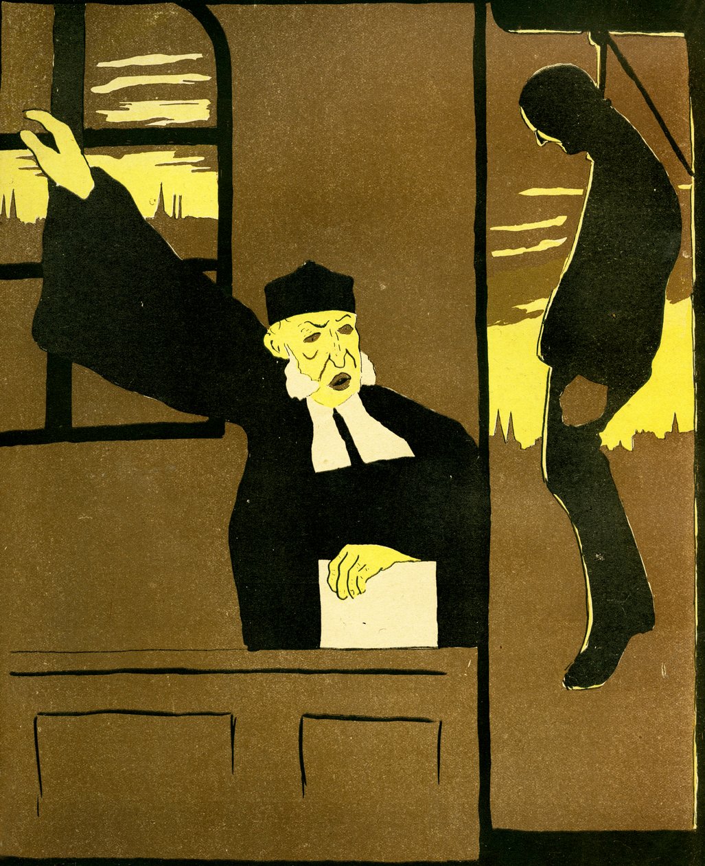 Juiz belga condenando um homem a ser enforcado, 1904. de Georges d 1878 1937 Ostoya