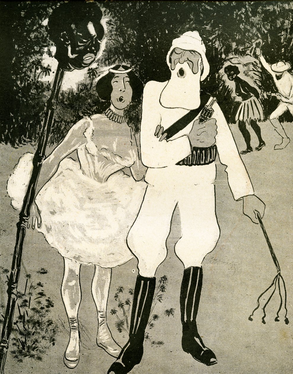 Leopold II e Cleo de Merode cantando um dueto de opereta, 1904. de Georges d 1878 1937 Ostoya