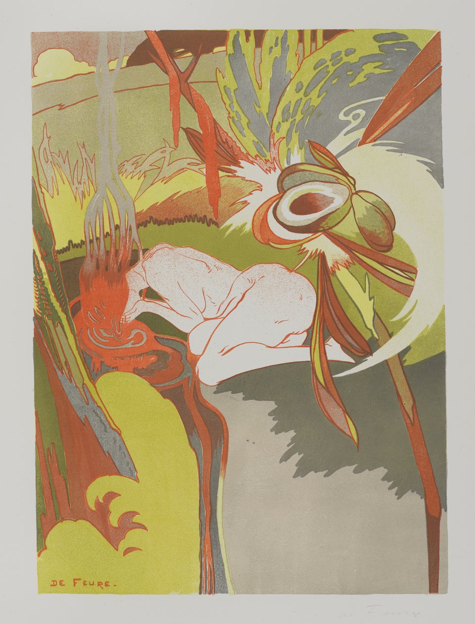 La Source du Mal, 1894 (litografia a cores em papel tufado) de Georges de Feure