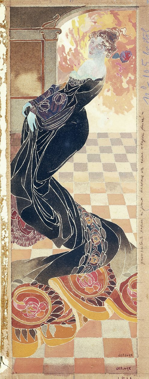Lady in Black Gown, c.1900 (guache no papel) de Georges de Feure