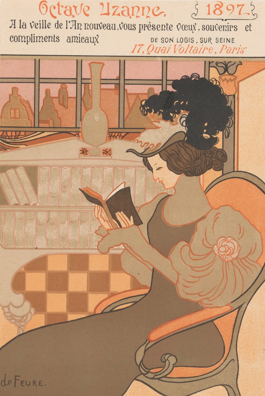 Desejos de Ano Novo para 1897 de Octave Uzanne, 1896 de Georges de Feure