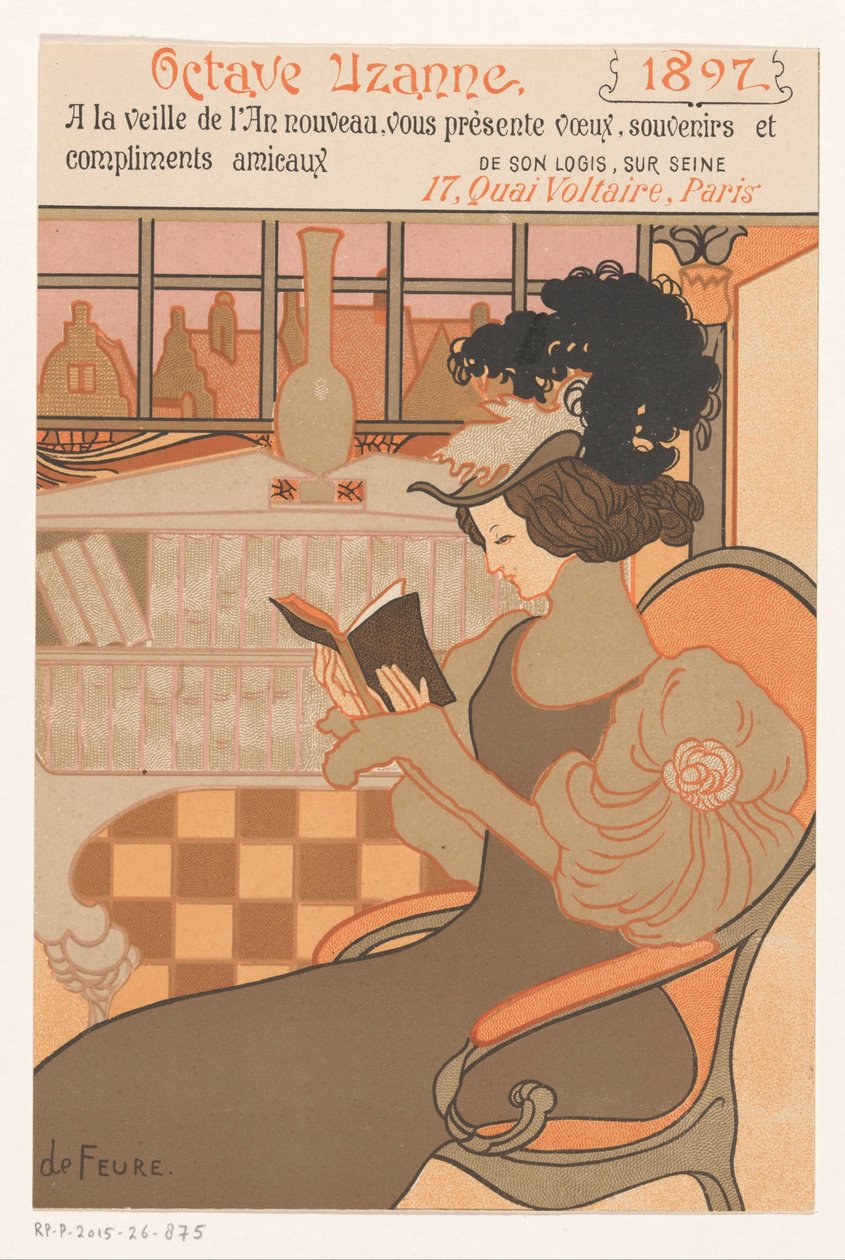 Desejo de Ano Novo de Octave Uzanne para o ano de 1897 de Georges de Feure
