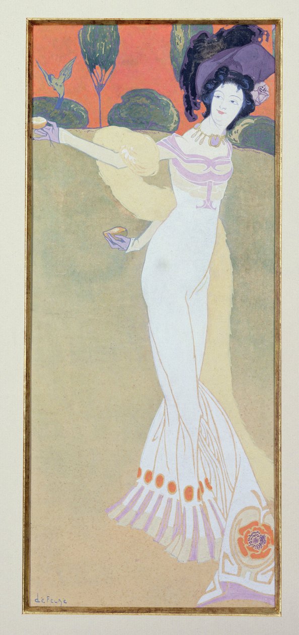 Mulher, alimentação, um, pássaro de Georges de Feure