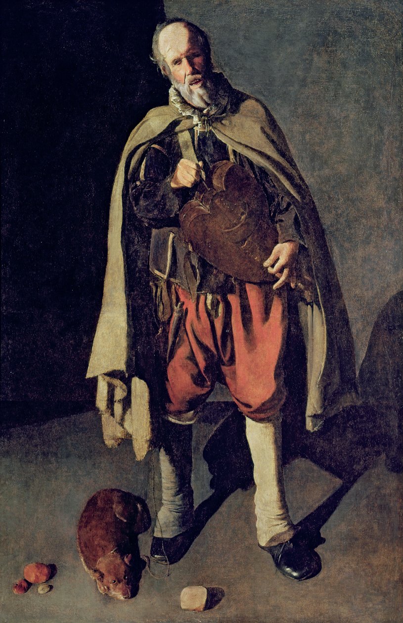 O jogador Hurdy Gurdy com seu cachorro, de 1620 (veja também 181976) de Georges de La Tour