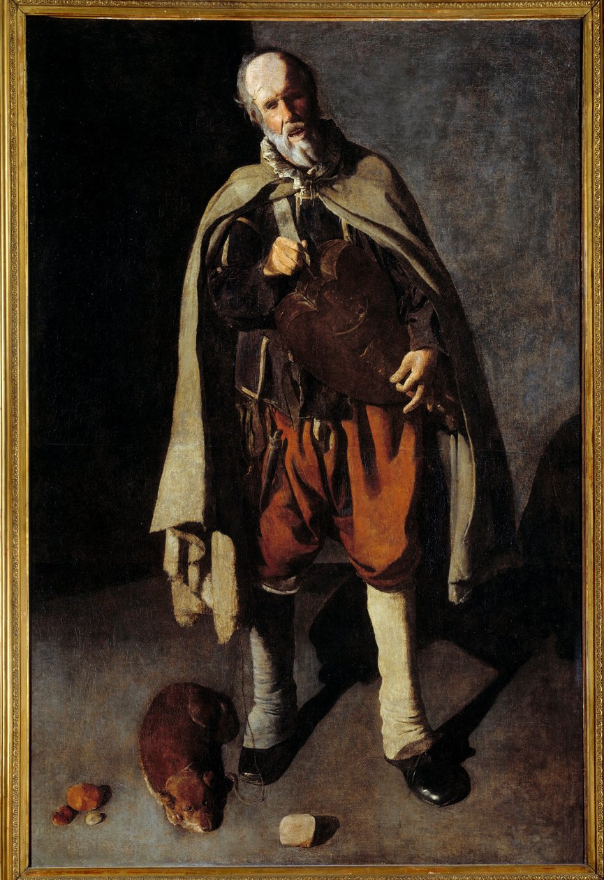 O velho cão. Pintura de George of the Tower (1593-1652) de Georges de La Tour