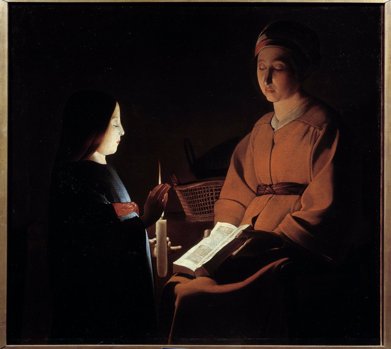 A educação da virgem. Pintura de Georges De La Tour (1593-1652) de Georges de la (after) Tour