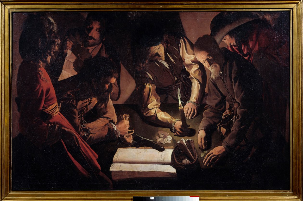 O dinheiro paga também significa liquidar contas. Pintura por Georges De La Tour (1593-1652) de Georges de La Tour