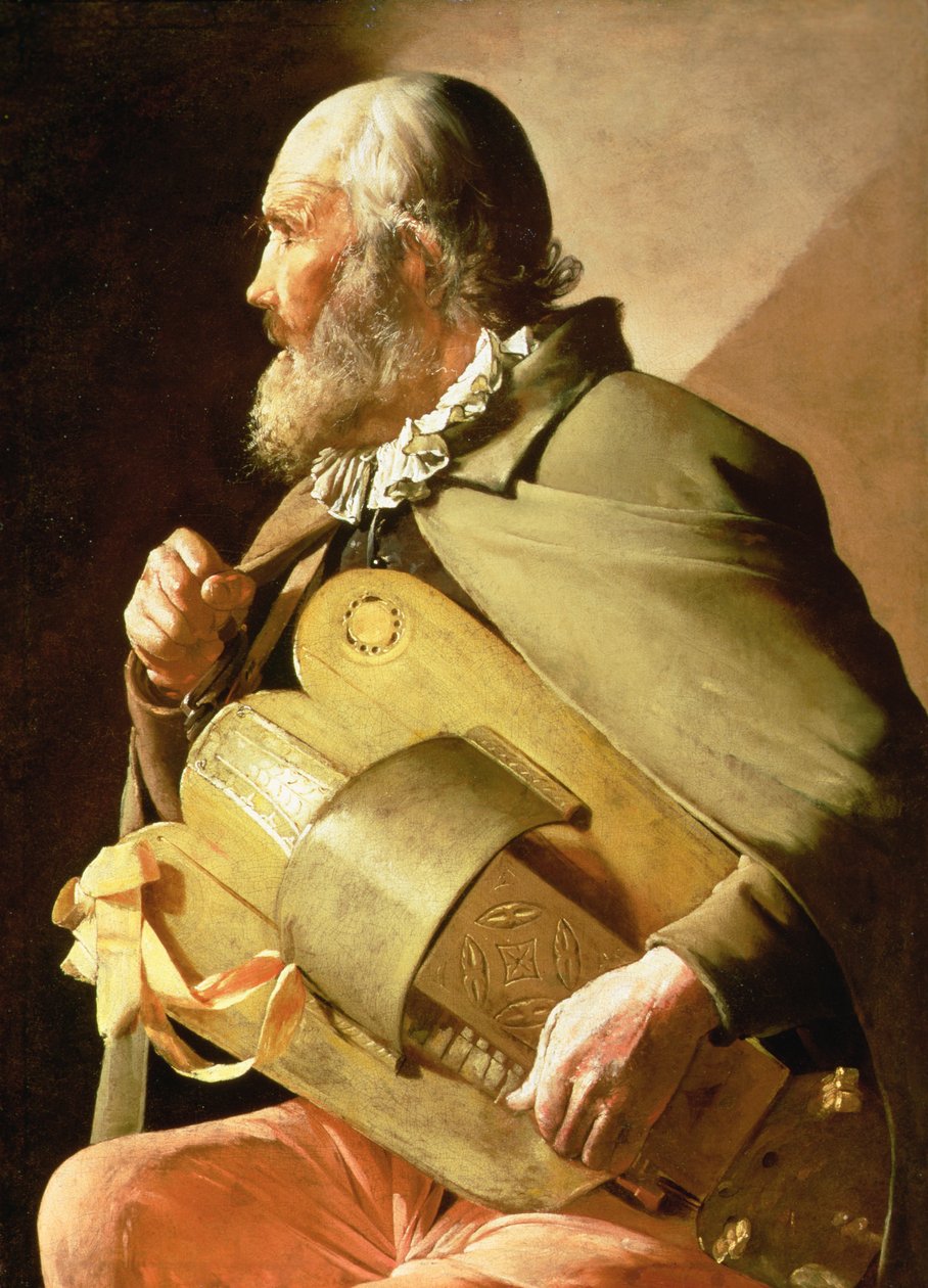 The Blind Hurdy Gurdy Player (óleo sobre tela) de Georges de La Tour