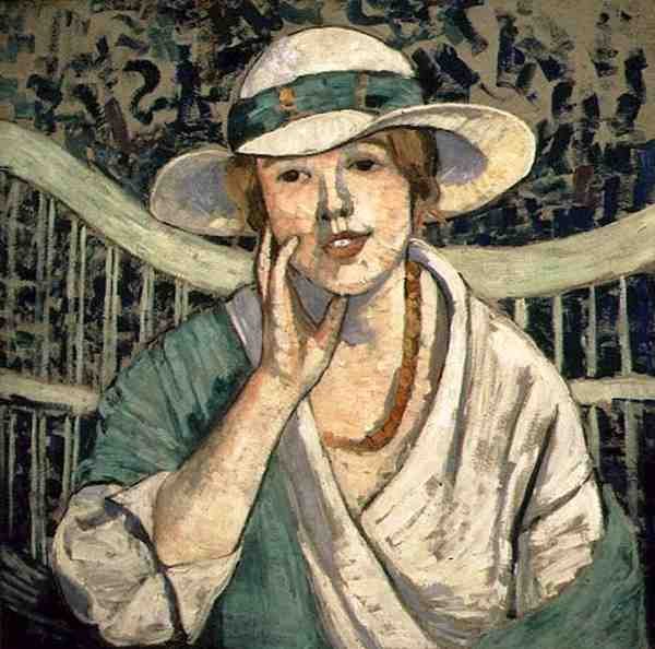 O Chapéu Branco e Verde (óleo sobre tela) de Georgette Agutte