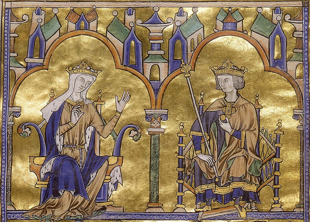 Blanche de Castela e Rei Luís IX de França, de Toledo Bíblia Moralizada de São Luís, cerca de 1227-1234 de Georgia Levan Ramishvili from Tbilisi