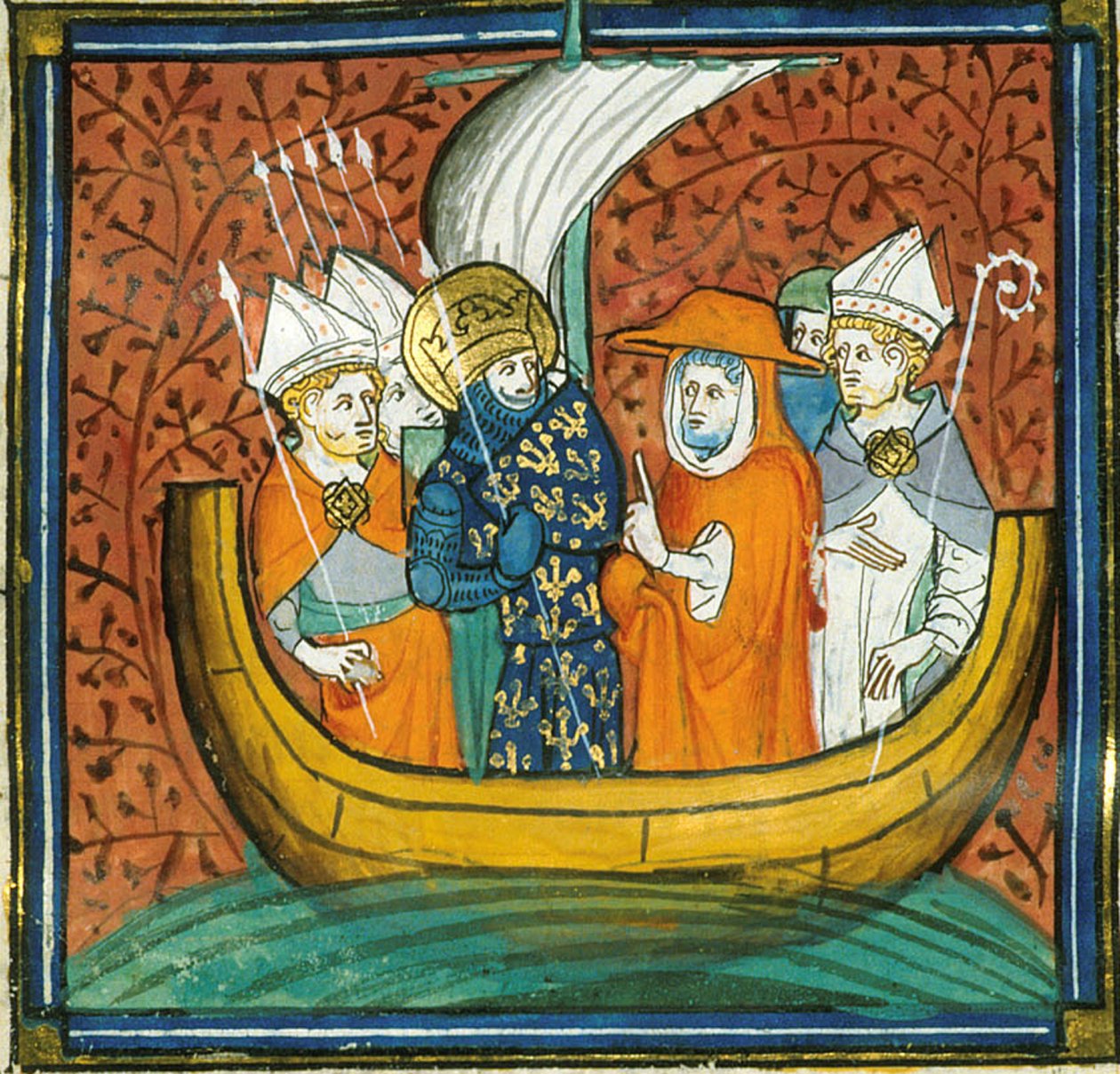 Conselho a bordo de um navio, de Chroniques de France ou de St Denis, século XIV (22528511880) de Georgia Levan Ramishvili from Tbilisi