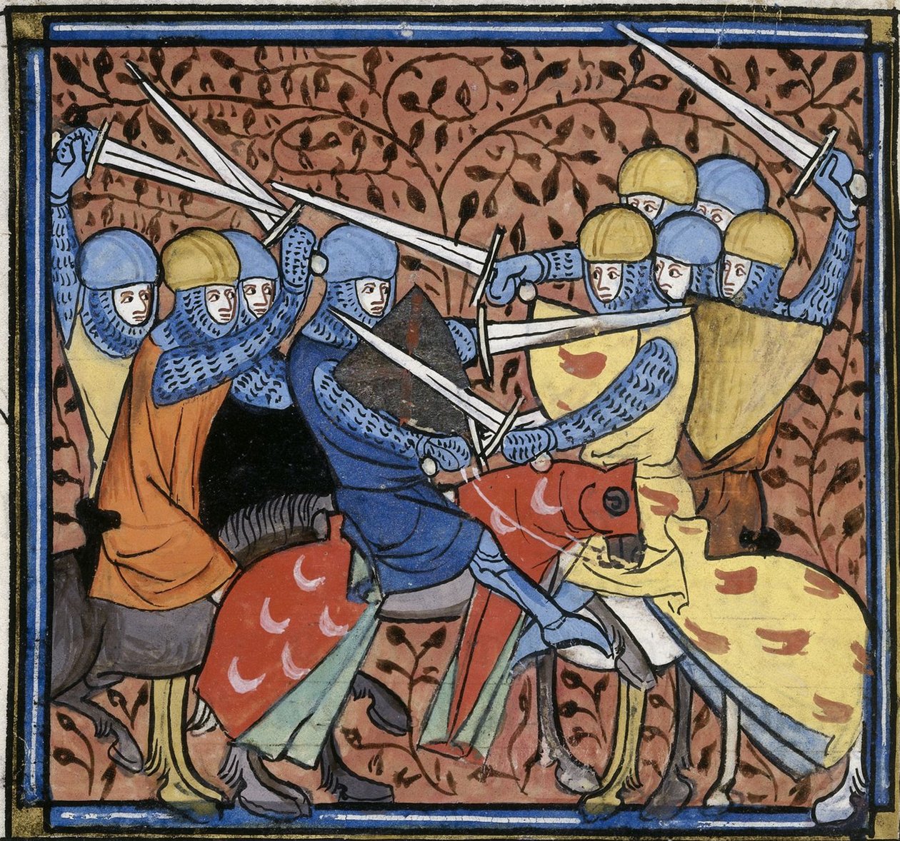 Ebroin derrotando os austrasianos, de Les Grandes chroniques de France, Royal 16 G VI f.114v, c. 1332-1350 (22528516520) de Georgia Levan Ramishvili from Tbilisi