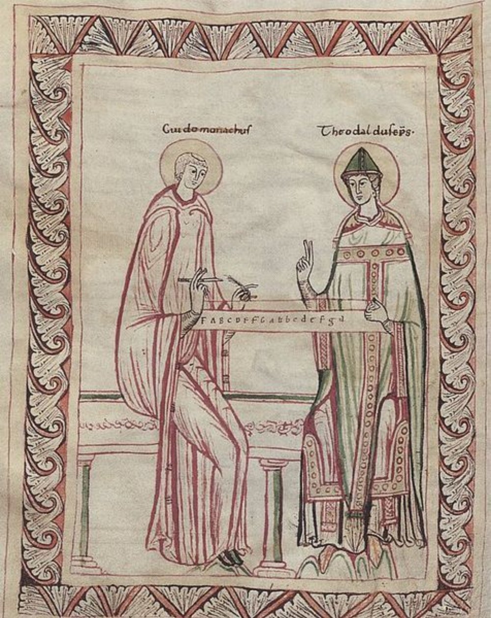 Guido de Arezzo e o bispo Tedald a trabalhar no monocórdio, miniatura do século XI (21954743795) de Georgia Levan Ramishvili from Tbilisi