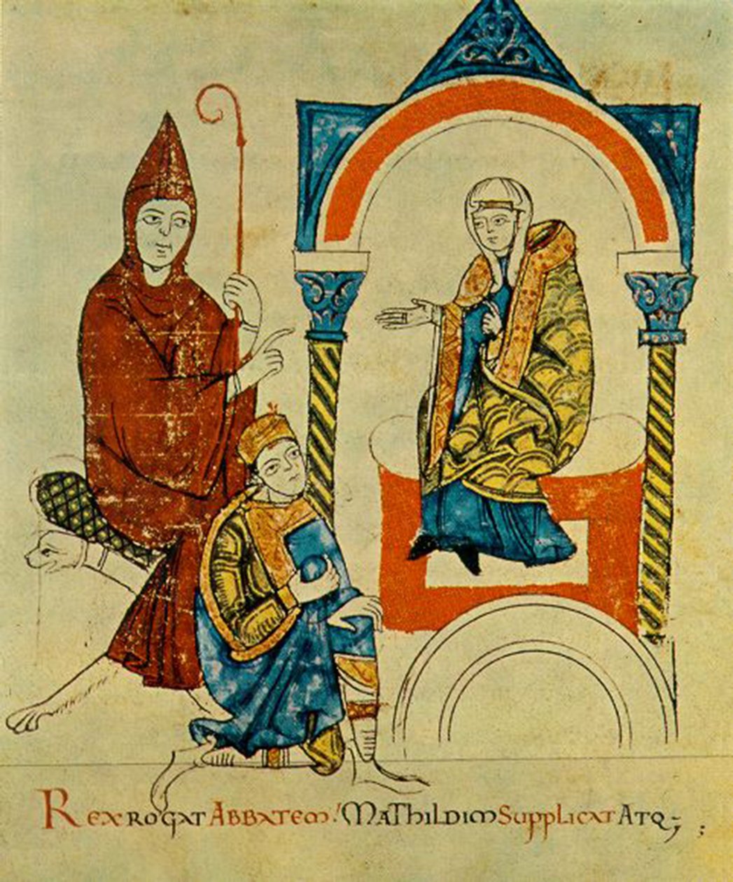 O Rei -Santo Imperador Romano Henrique IV- reza ao abade -Hugh de Cluny-, e suplica a Matilda -de Canossa-, de Vita Mathildis, c. 1115 (34295963116) de Georgia Levan Ramishvili from Tbilisi