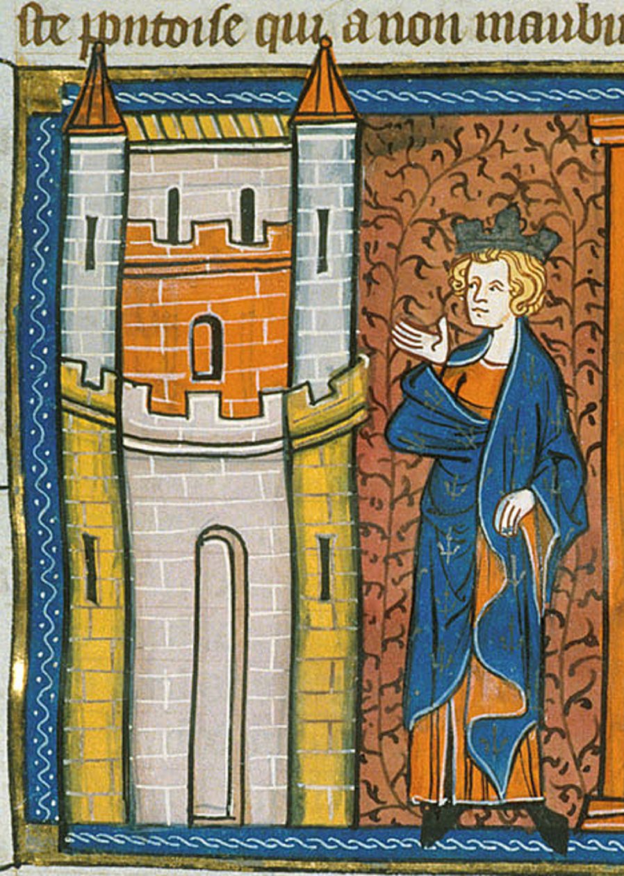 Luís IX em frente da fortaleza, de Chroniques de France ou de St Denis, século XIV (22690438696) de Georgia Levan Ramishvili from Tbilisi