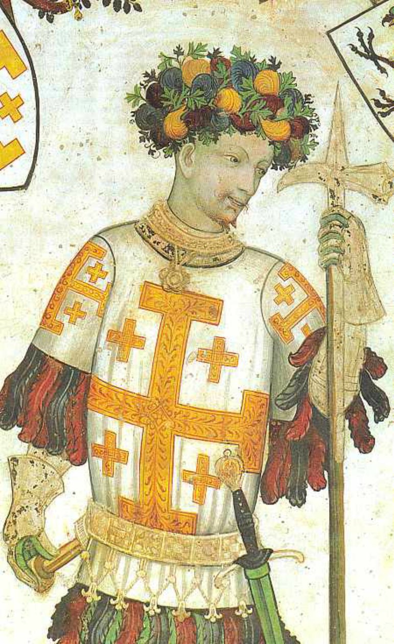 Manfred I de Saluzzo representado como Godofredo de Bouillon, fresco de Giacomo Jaquerio, 1420 (25958141210) de Georgia Levan Ramishvili from Tbilisi
