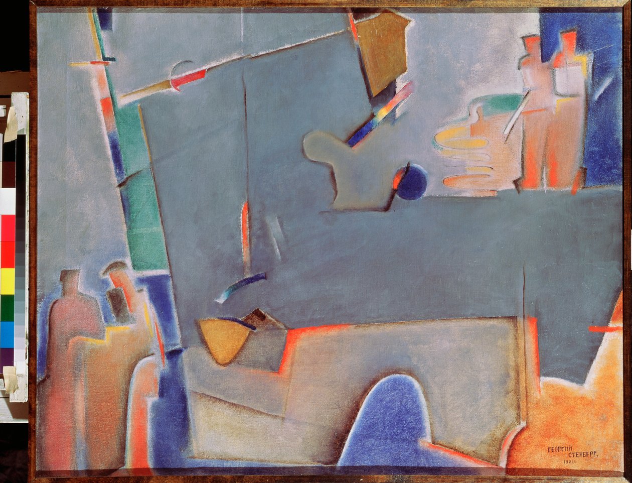O guindaste de elevação - pintura de Georgi Avgustovich Stenberg (1900-1933), óleo sobre tela de Georgii Avgustovich Stenberg