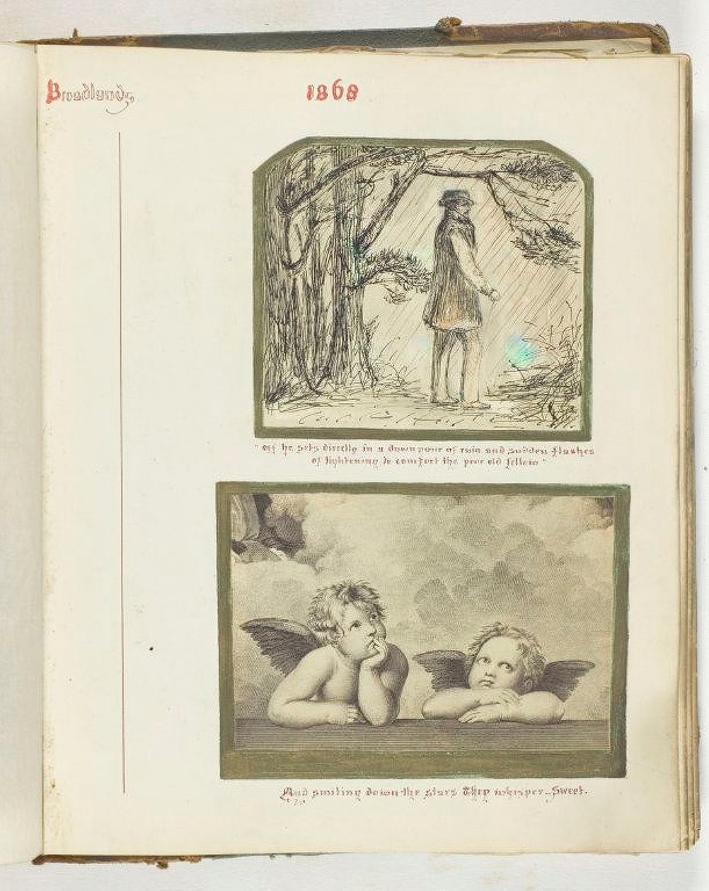 Sem título [homem na chuva e dois querubins], 1868. de Georgina Cowper