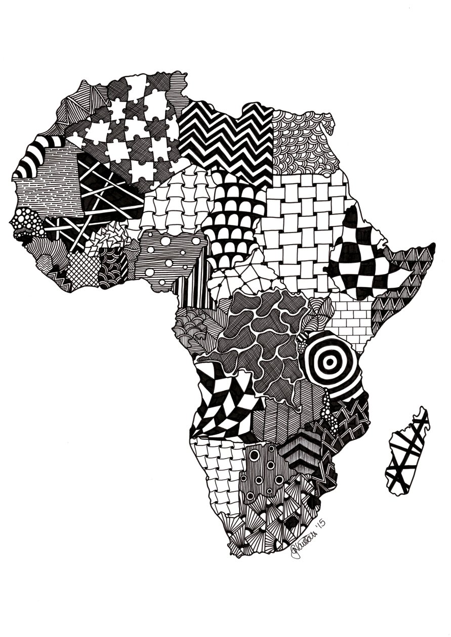África, 2015 (tinta sobre cartão de bristol) de Georgina Naisbitt