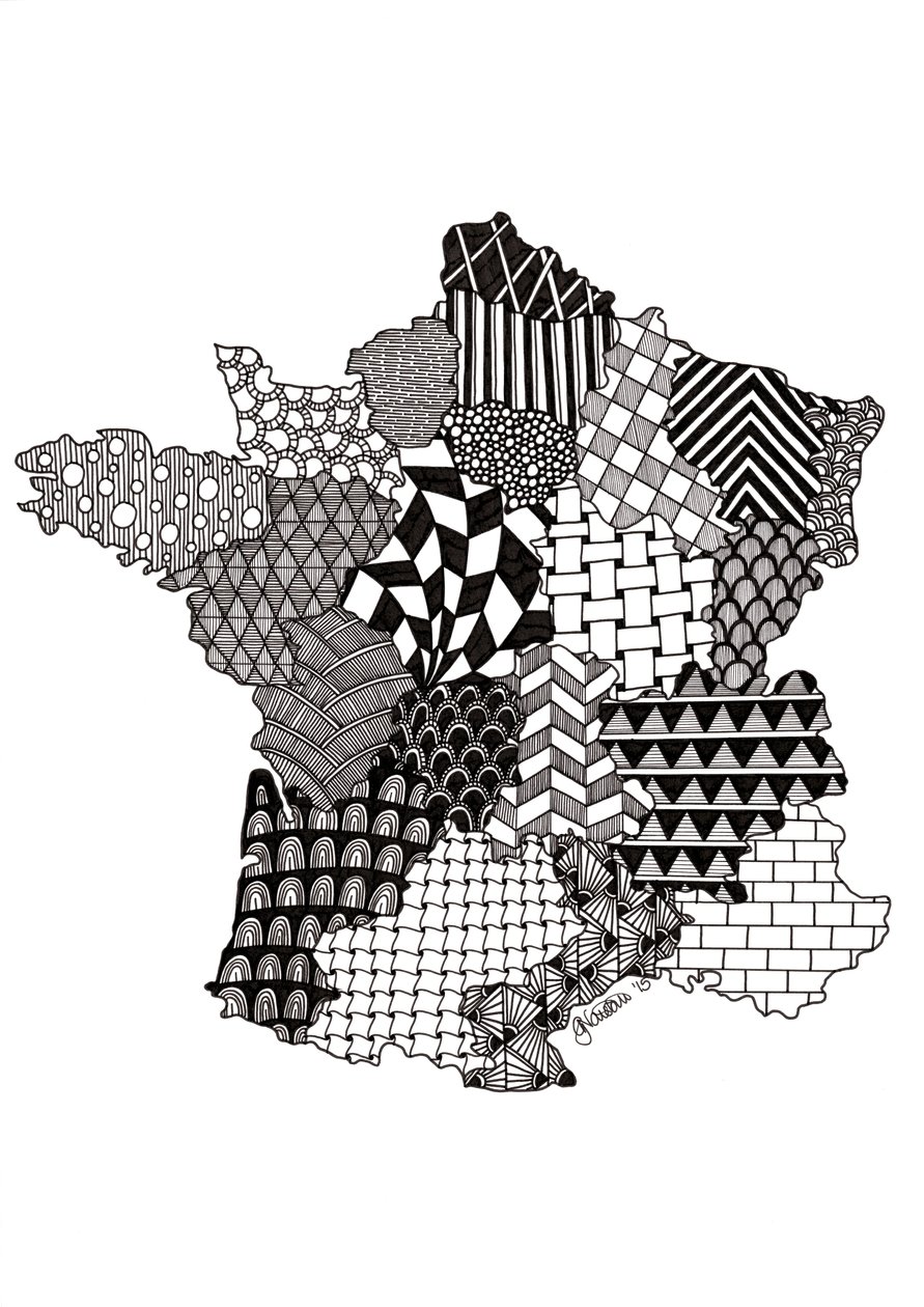 França, 2015 (tinta sobre cartão de bristol) de Georgina Naisbitt