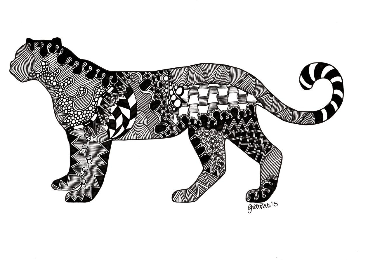 O Leopardo, 2015 (tinta sobre cartão de bristol) de Georgina Naisbitt