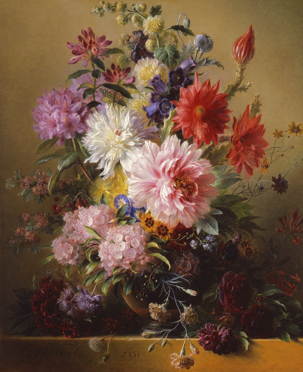 Ainda vida com flores, 1837 de Georgius Jacobus Johannes van Os