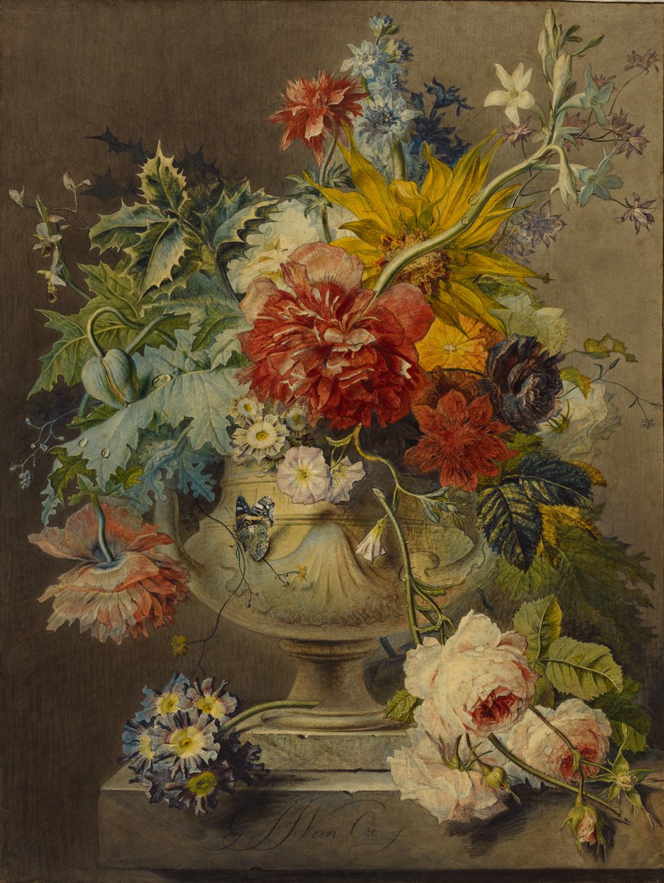 Bouquet de flores num vaso de Georgius Jacobus Johannes van Os