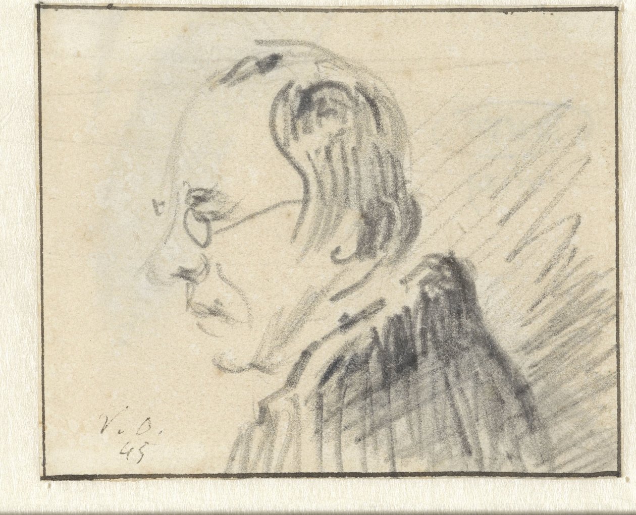 Perfil de homem com óculos, virado para a esquerda de Georgius Jacobus Johannes van Os