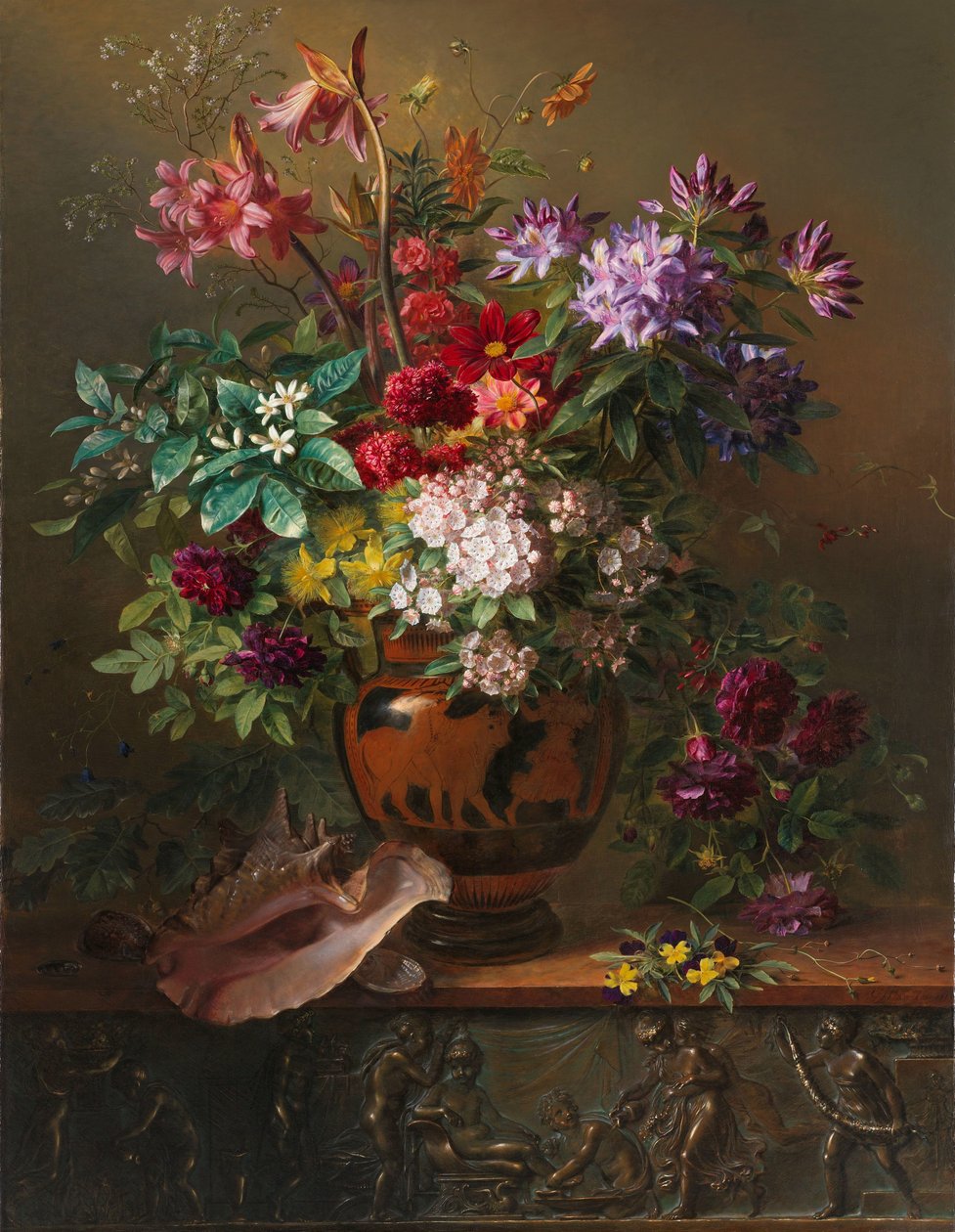 Natureza morta com flores em um vaso grego: alegoria da primavera Natureza morta com flores em um vaso grego: alegoria da primavera de Georgius Jacobus Johannes van Os