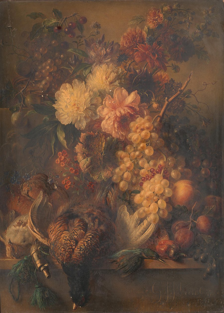 Pássaros e frutos de Georgius Jacobus Johannes van Os