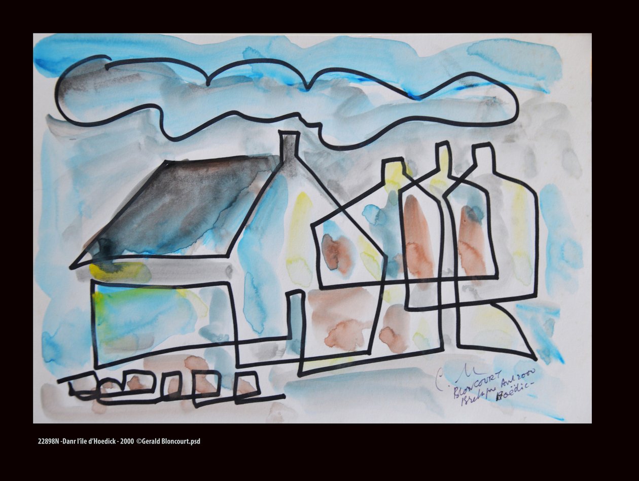 22821N - Na ilha de Hoedick - 2000 (desenho) de Gerald Bloncourt