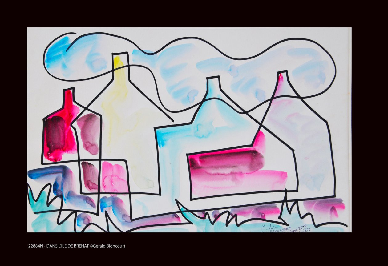 22884N - NA ILHA DE BRHAT-agosto de 2000 (desenho) de Gerald Bloncourt